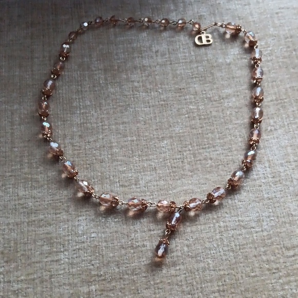 Gold Tone DB Champagne Beaded Necklace - Picture 1 of 7